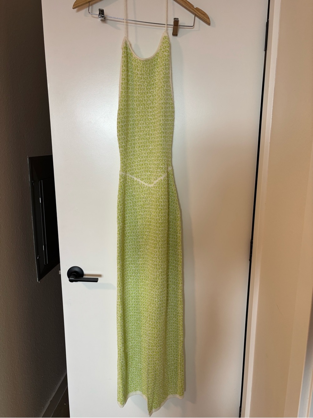 Free People Mindy Light Green Knit Maxi Dress with Spaghetti Straps
